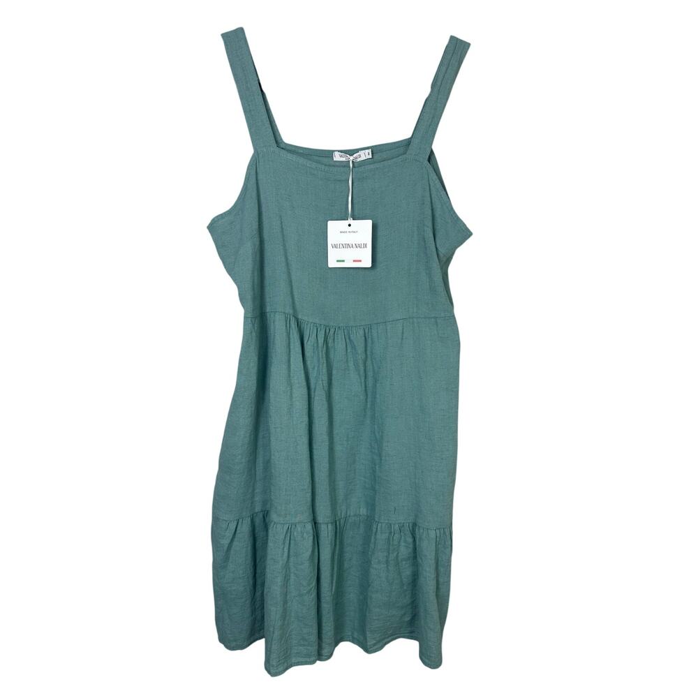 Valentina Naldi NWT Women's Linen Blend Made in Italy Sea Green Sundress size M